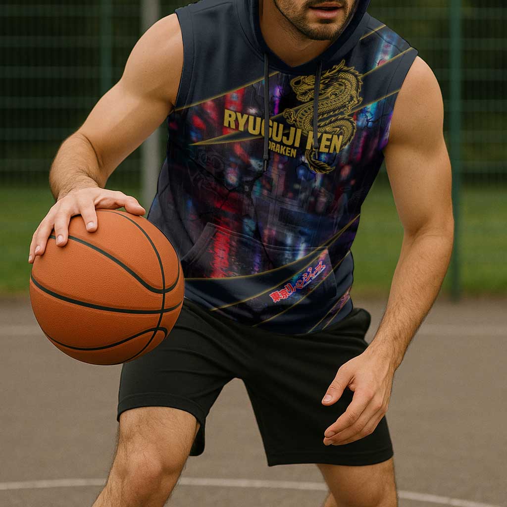 Ryuguji Ken Draken Sleeveless Hoodie Neon Dragon Yakuza Art Style