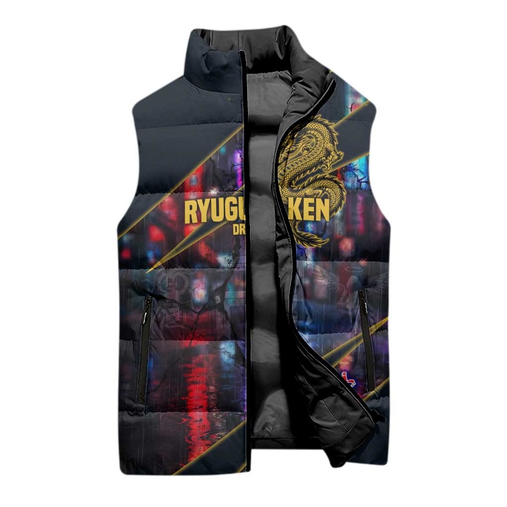 Ryuguji Ken Draken Sleeveless Puffer Jacket Neon Dragon Yakuza Art Style