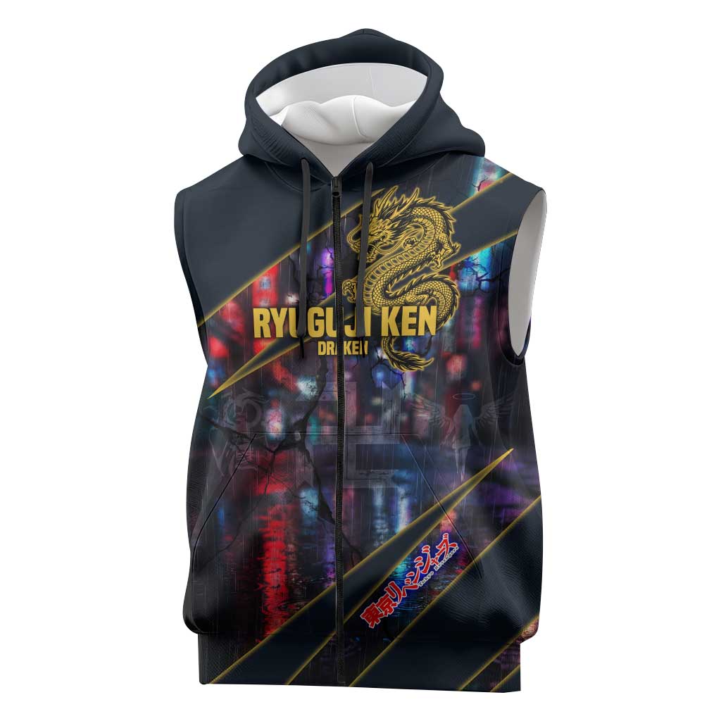 Ryuguji Ken Draken Sleeveless Zip Hoodie Neon Dragon Yakuza Art Style