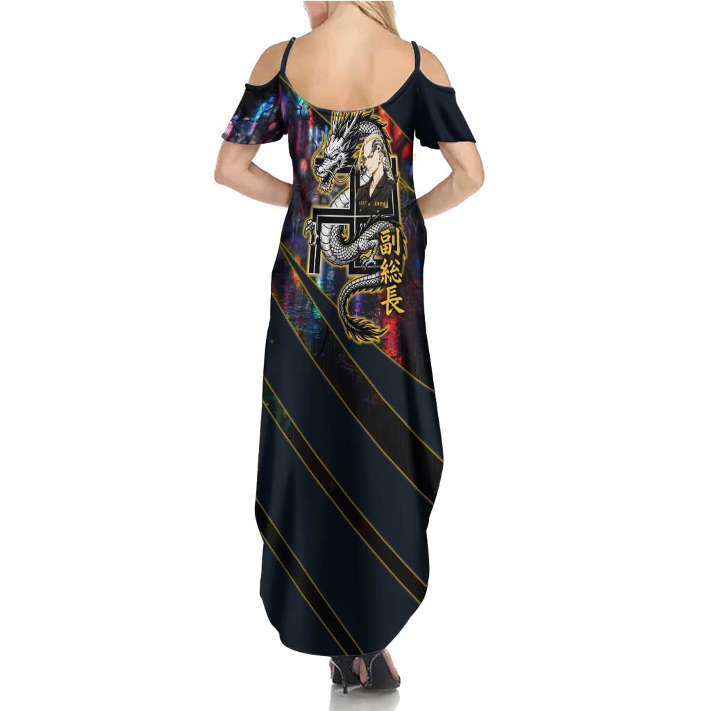 Ryuguji Ken Draken Summer Maxi Dress Neon Dragon Yakuza Art Style