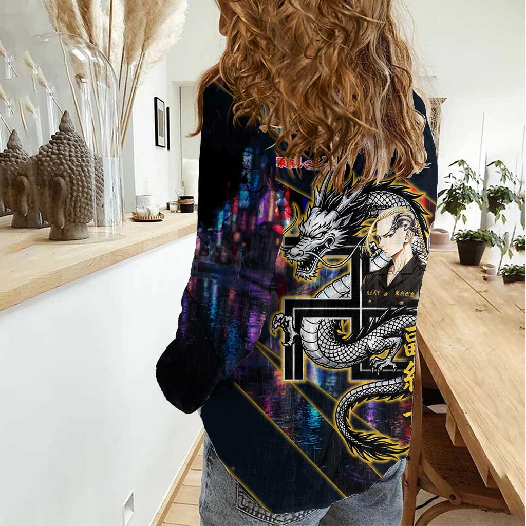 Ryuguji Ken Draken Women Casual Shirt Neon Dragon Yakuza Art Style