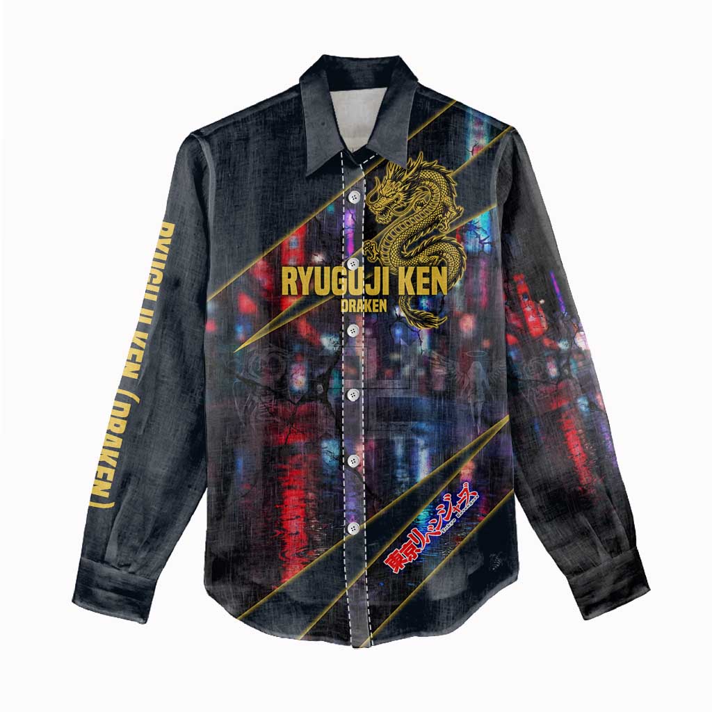 Ryuguji Ken Draken Women Casual Shirt Neon Dragon Yakuza Art Style
