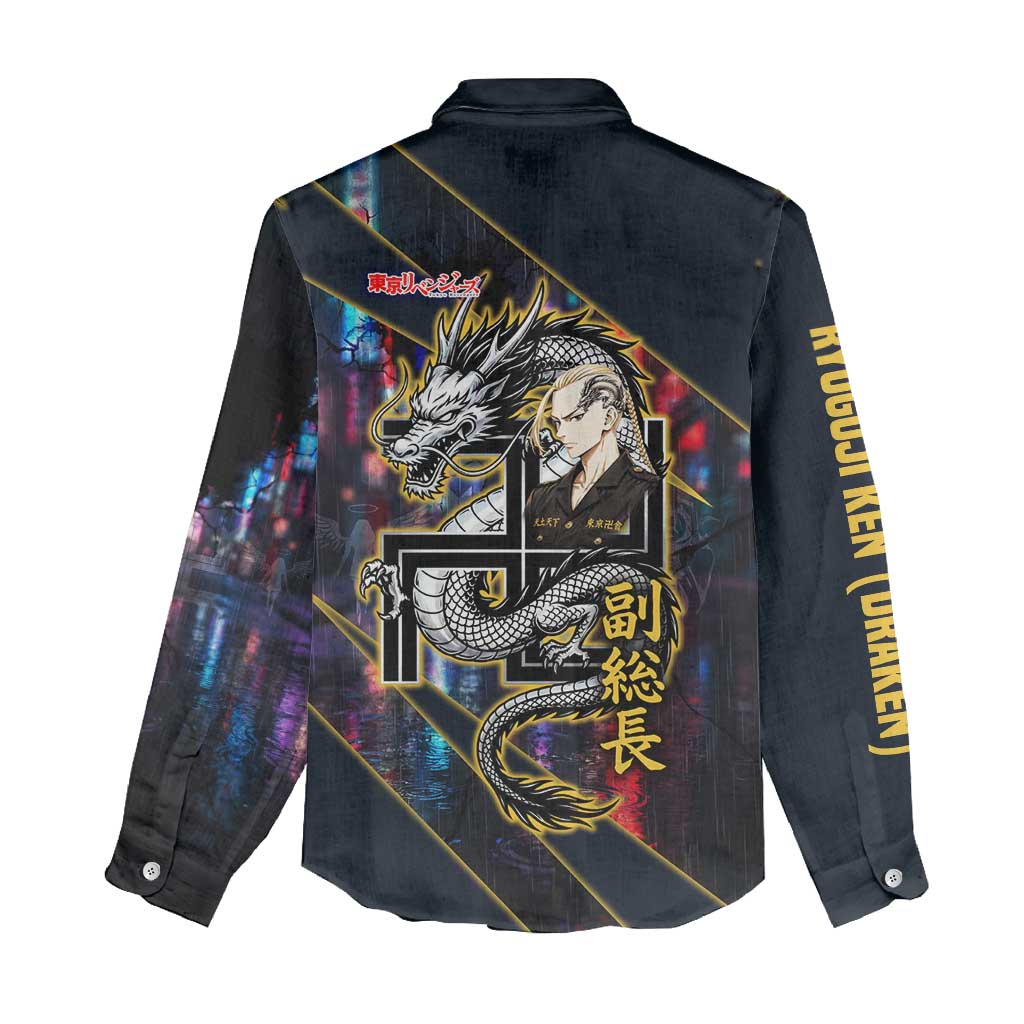 Ryuguji Ken Draken Women Casual Shirt Neon Dragon Yakuza Art Style
