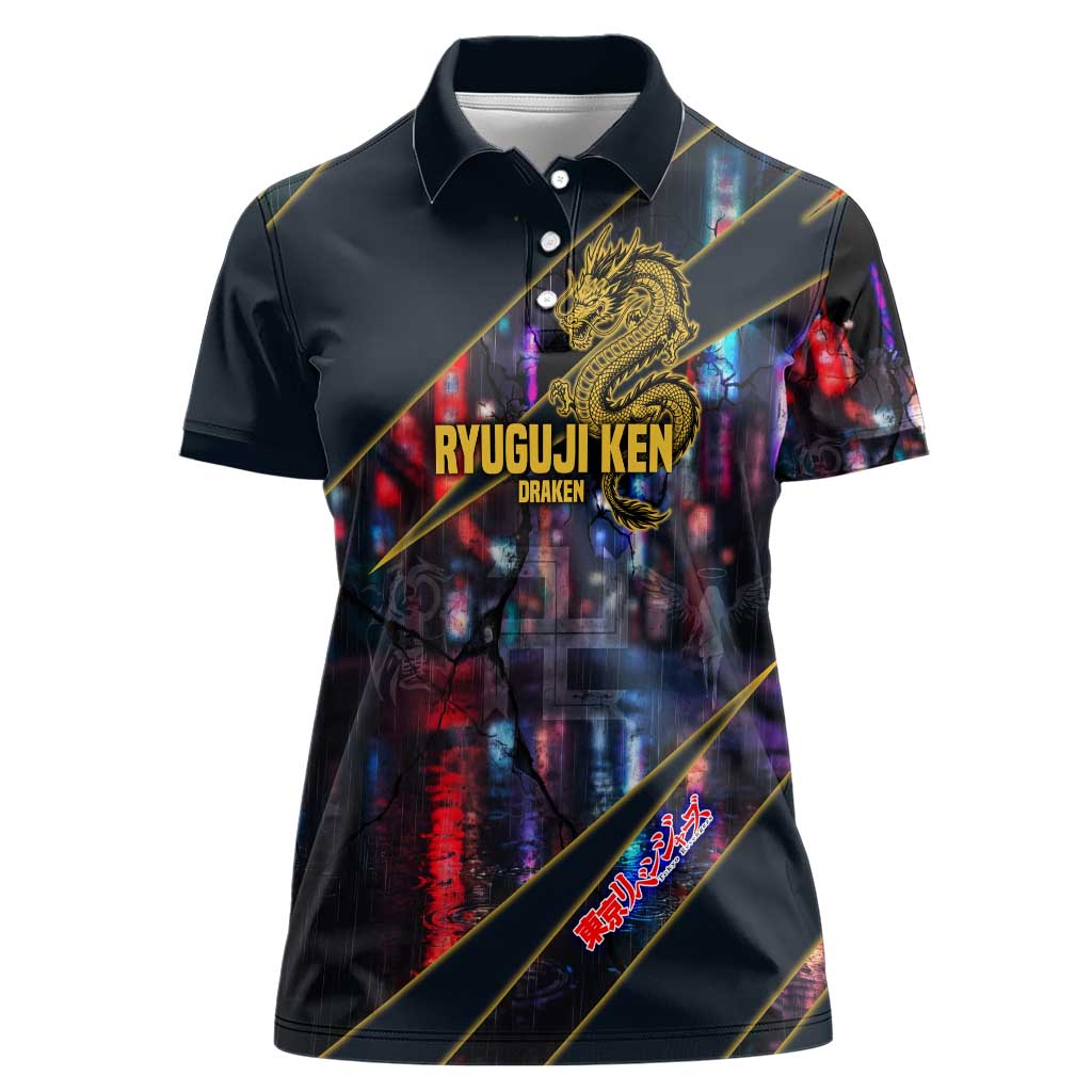 Ryuguji Ken Draken Women Polo Shirt Neon Dragon Yakuza Art Style
