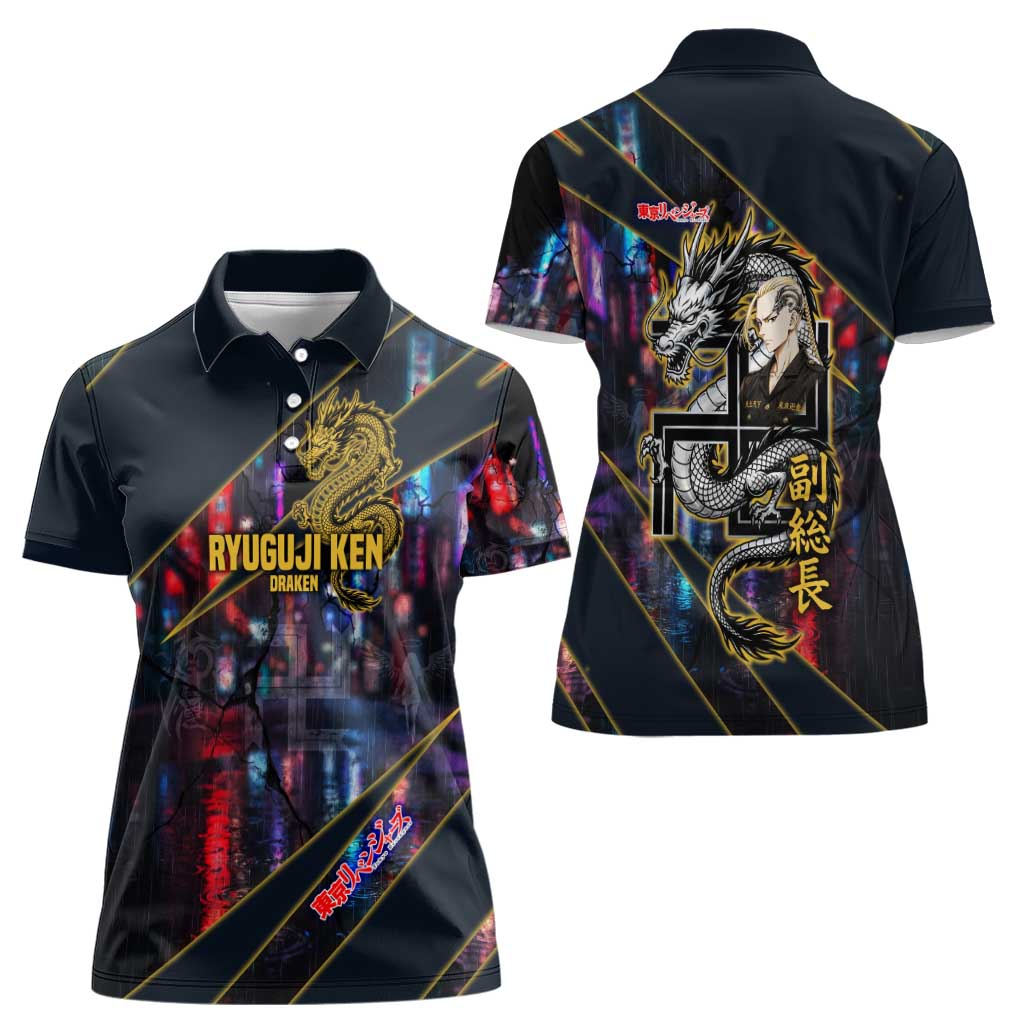 Ryuguji Ken Draken Women Polo Shirt Neon Dragon Yakuza Art Style