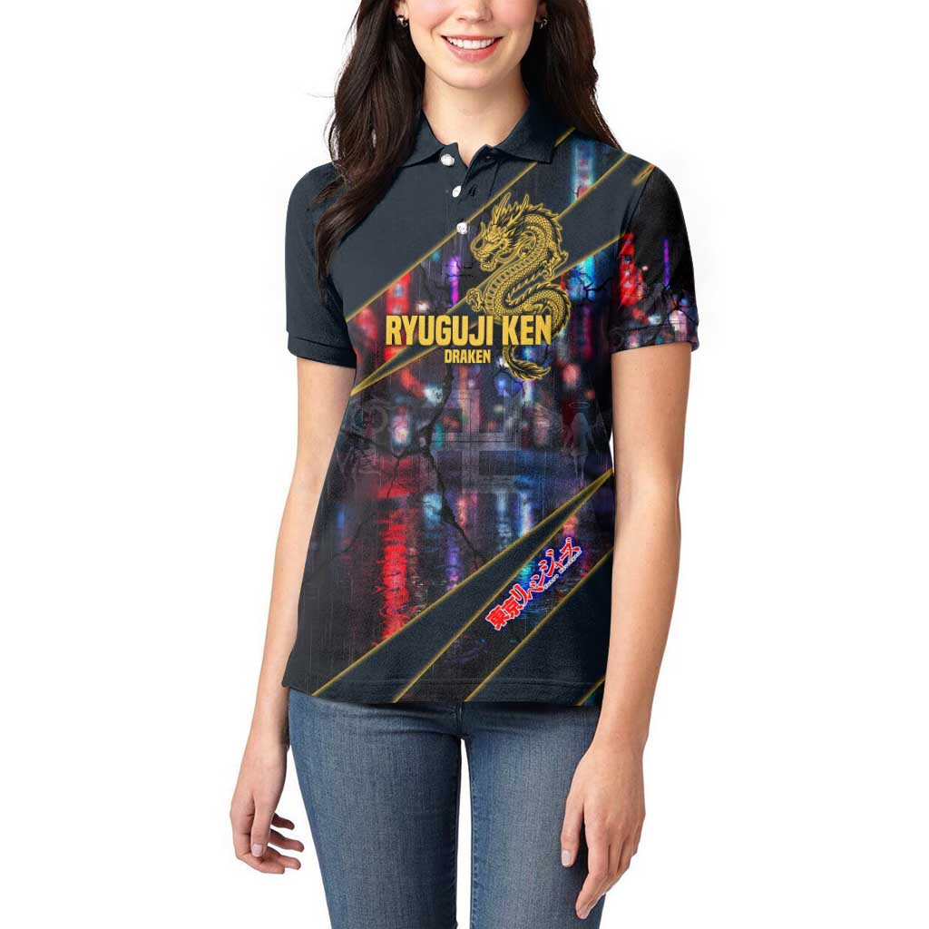 Ryuguji Ken Draken Women Polo Shirt Neon Dragon Yakuza Art Style