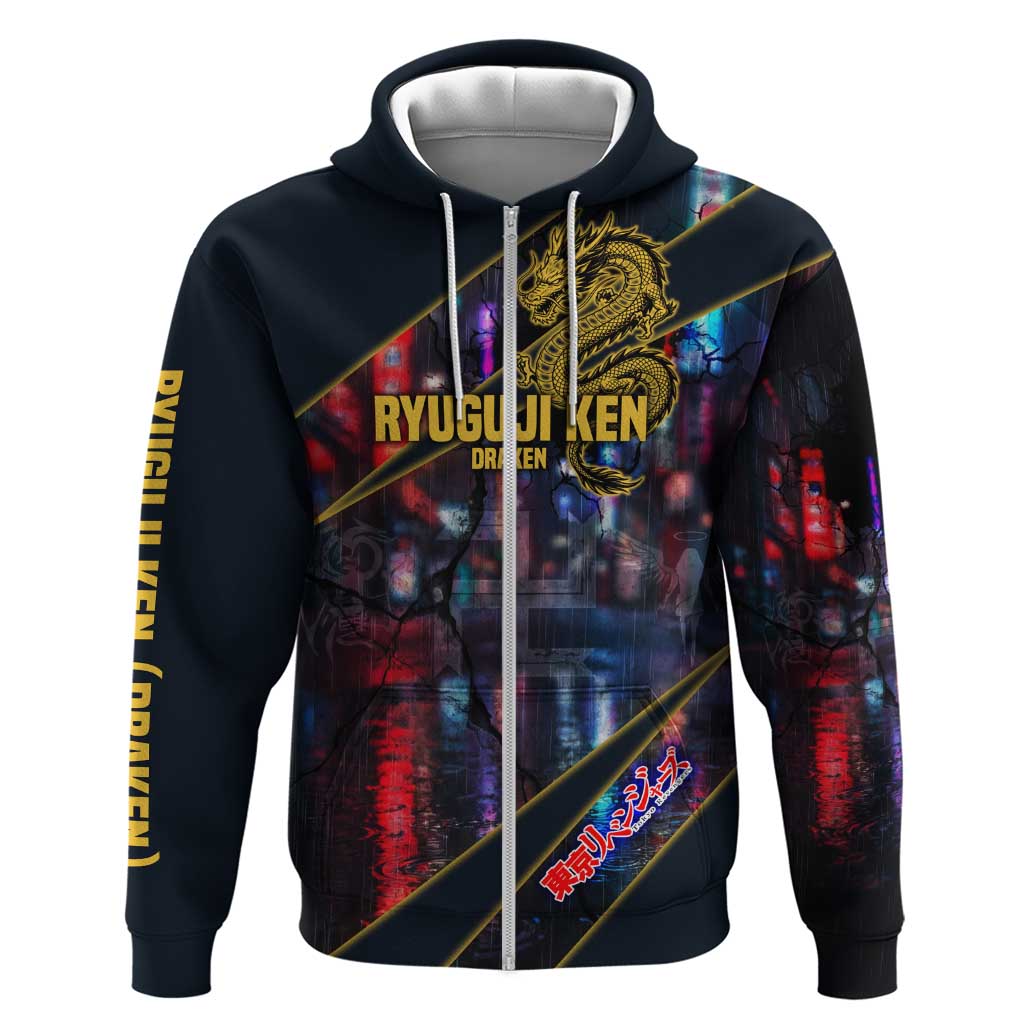 Ryuguji Ken Draken Zip Hoodie Neon Dragon Yakuza Art Style