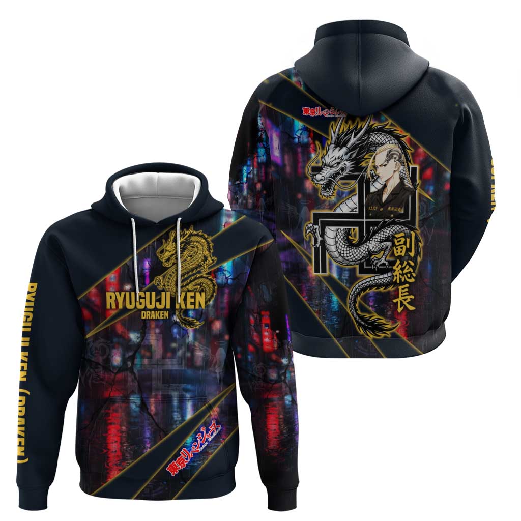 Ryuguji Ken Draken Zip Hoodie Neon Dragon Yakuza Art Style