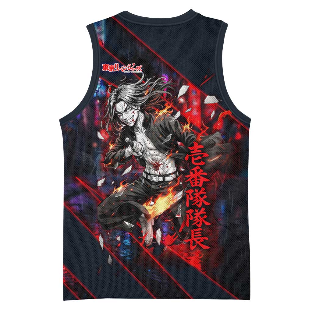 Baji Keisuke Chifuyu Matsuno Basketball Jersey Dark Neon Street Fight Art Style