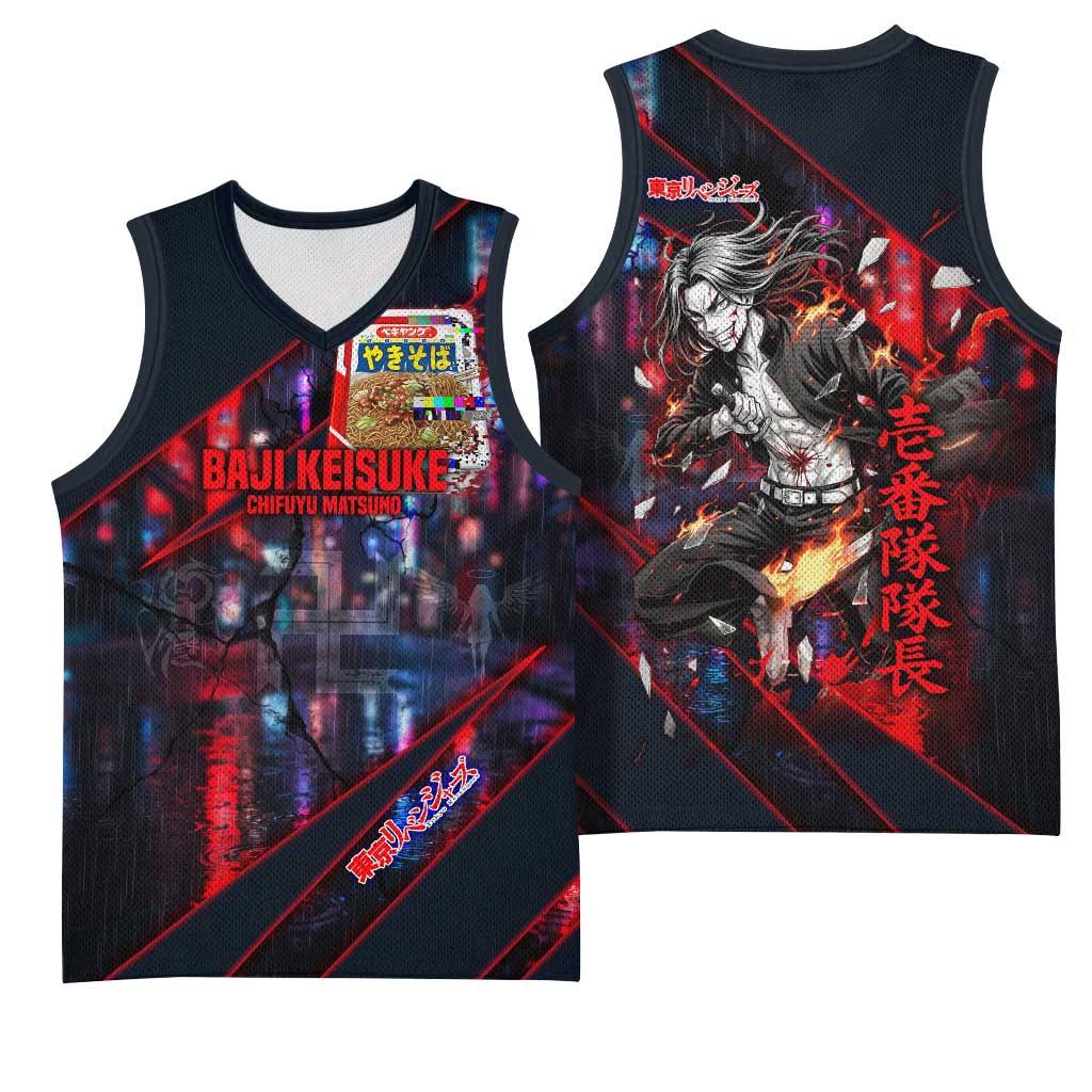 Baji Keisuke Chifuyu Matsuno Basketball Jersey Dark Neon Street Fight Art Style