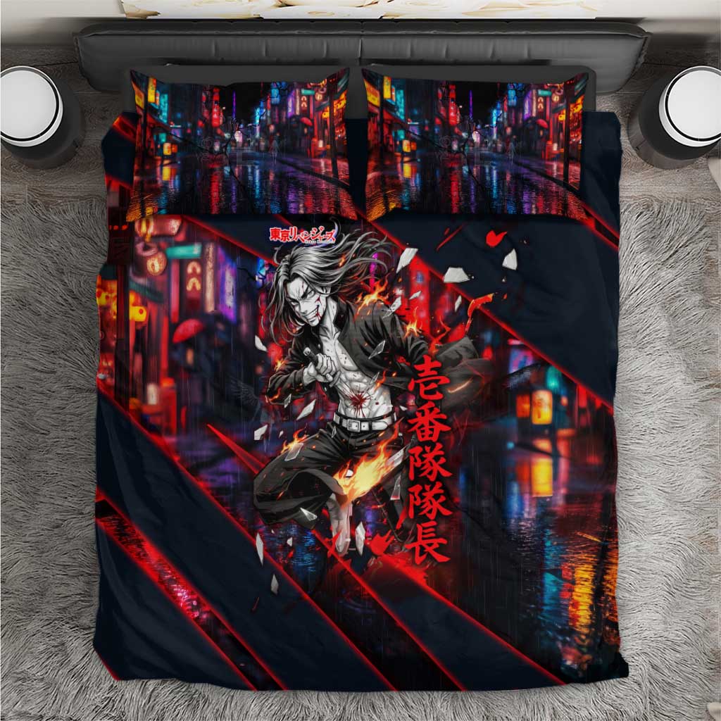 Baji Keisuke Chifuyu Matsuno Bedding Set Dark Neon Street Fight Art Style