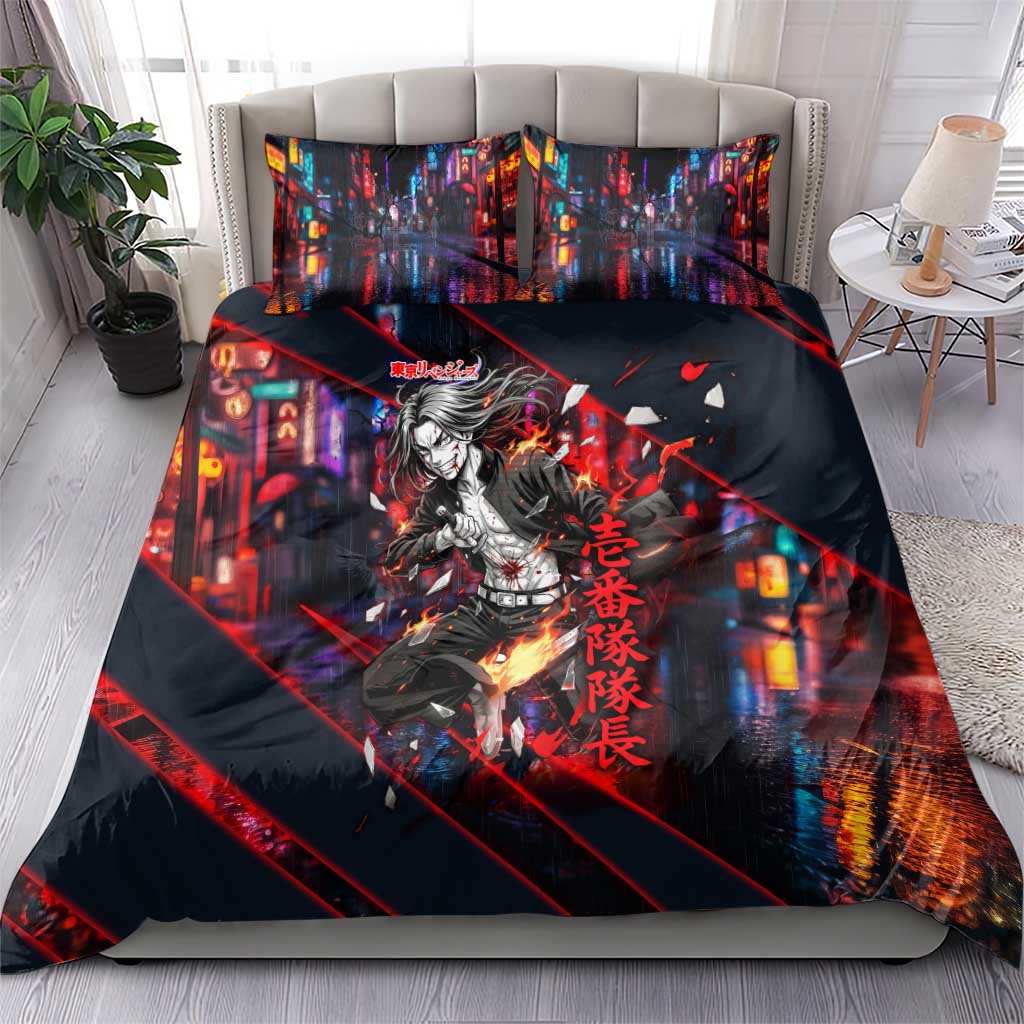 Baji Keisuke Chifuyu Matsuno Bedding Set Dark Neon Street Fight Art Style