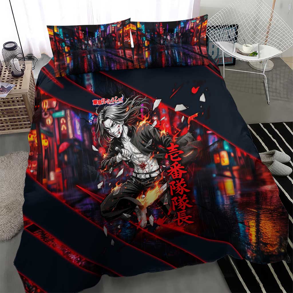 Baji Keisuke Chifuyu Matsuno Bedding Set Dark Neon Street Fight Art Style