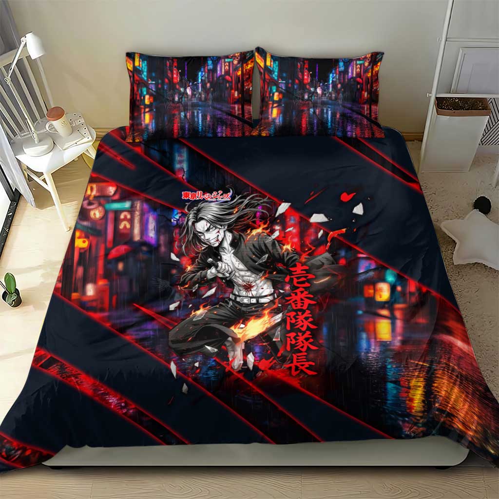 Baji Keisuke Chifuyu Matsuno Bedding Set Dark Neon Street Fight Art Style