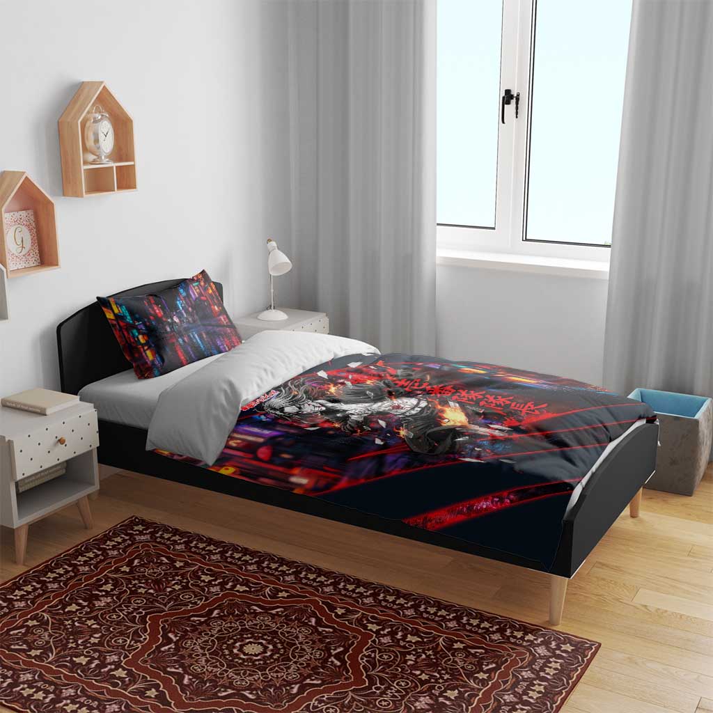 Baji Keisuke Chifuyu Matsuno Bedding Set Dark Neon Street Fight Art Style
