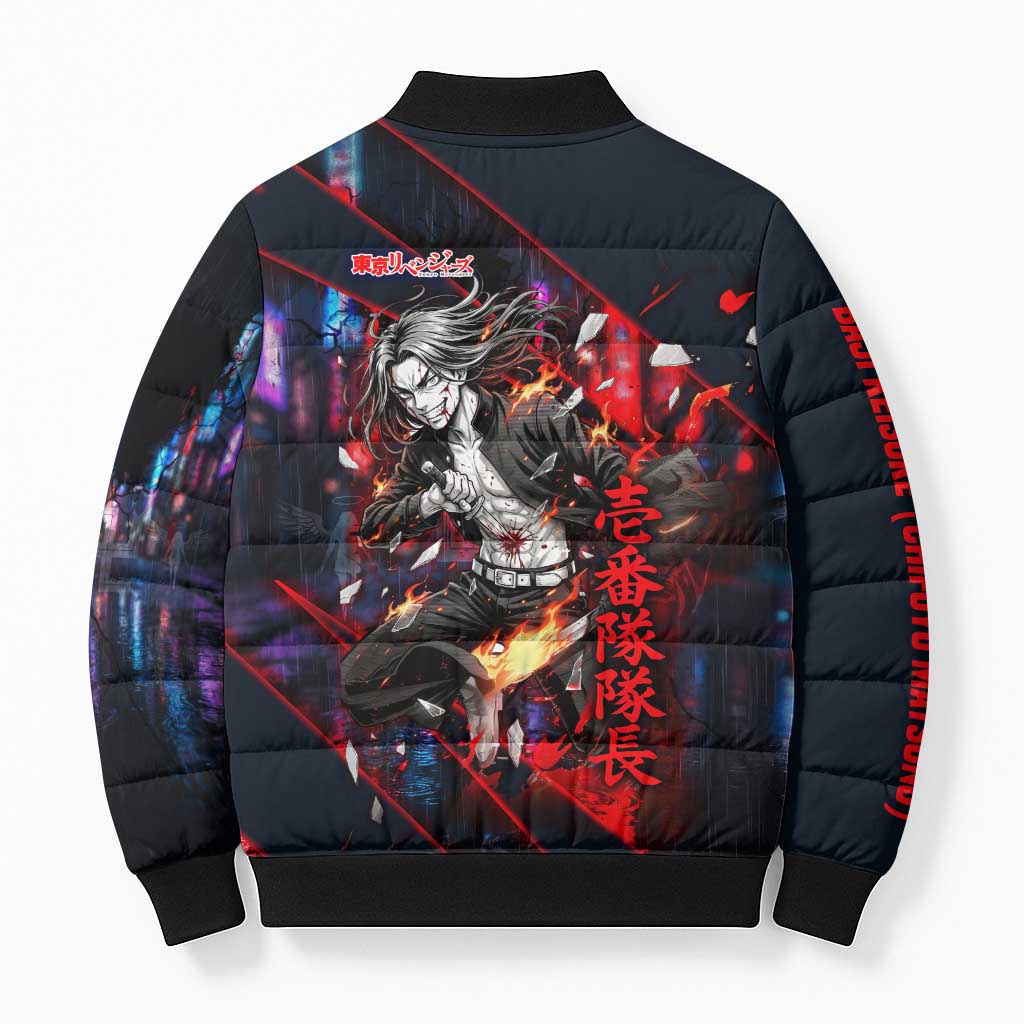 Baji Keisuke Chifuyu Matsuno Bomber Puffer Jacket Dark Neon Street Fight Art Style