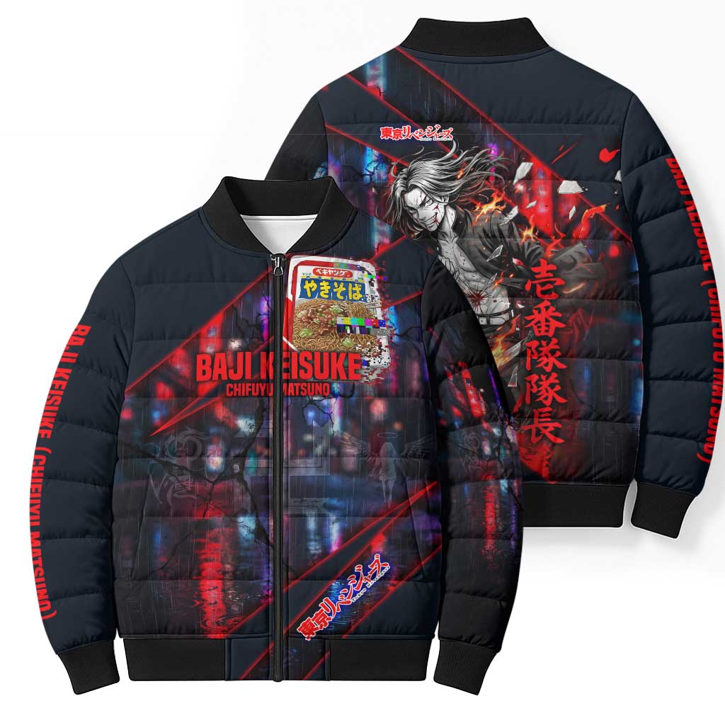Baji Keisuke Chifuyu Matsuno Bomber Puffer Jacket Dark Neon Street Fight Art Style