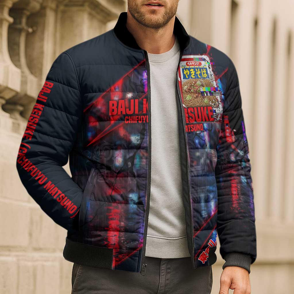 Baji Keisuke Chifuyu Matsuno Bomber Puffer Jacket Dark Neon Street Fight Art Style