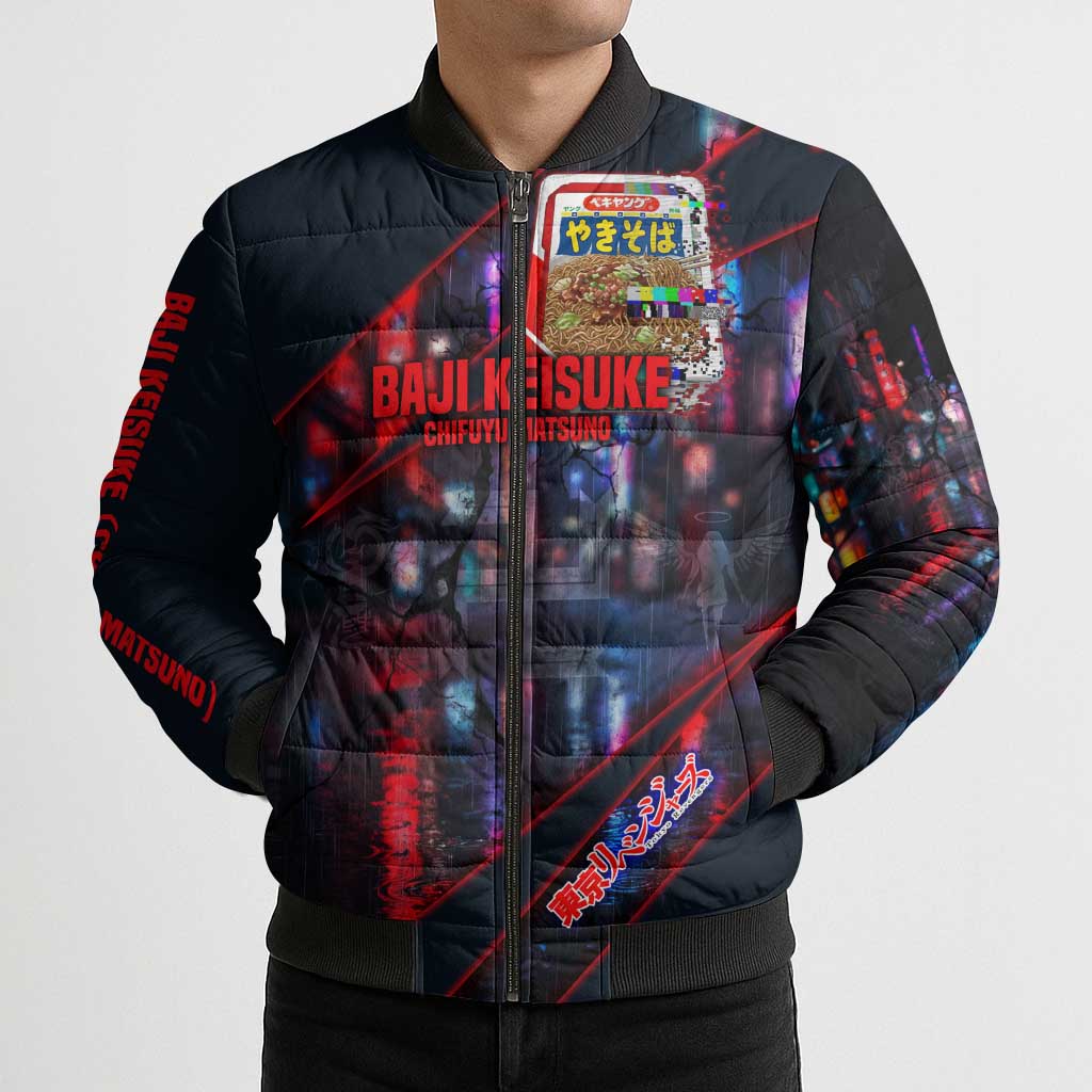 Baji Keisuke Chifuyu Matsuno Bomber Puffer Jacket Dark Neon Street Fight Art Style