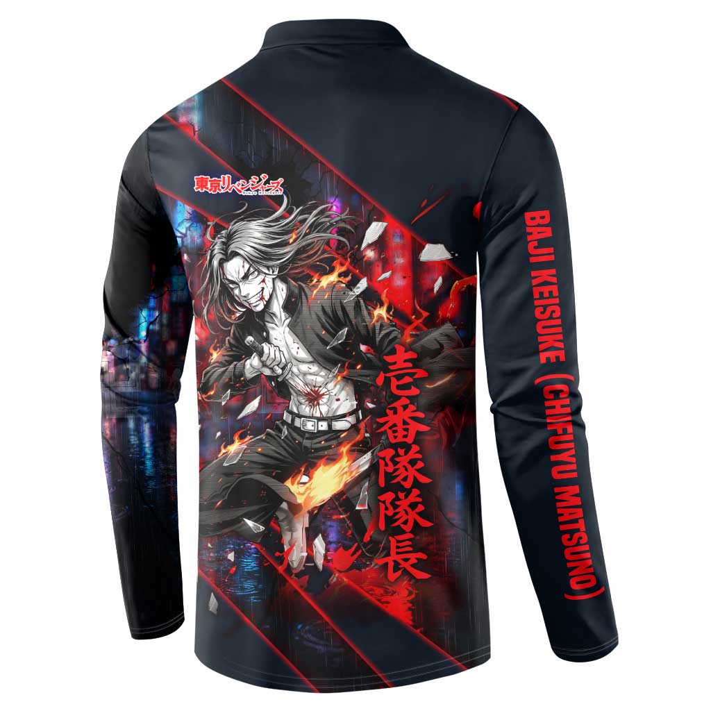 Baji Keisuke Chifuyu Matsuno Button Sweatshirt Dark Neon Street Fight Art Style