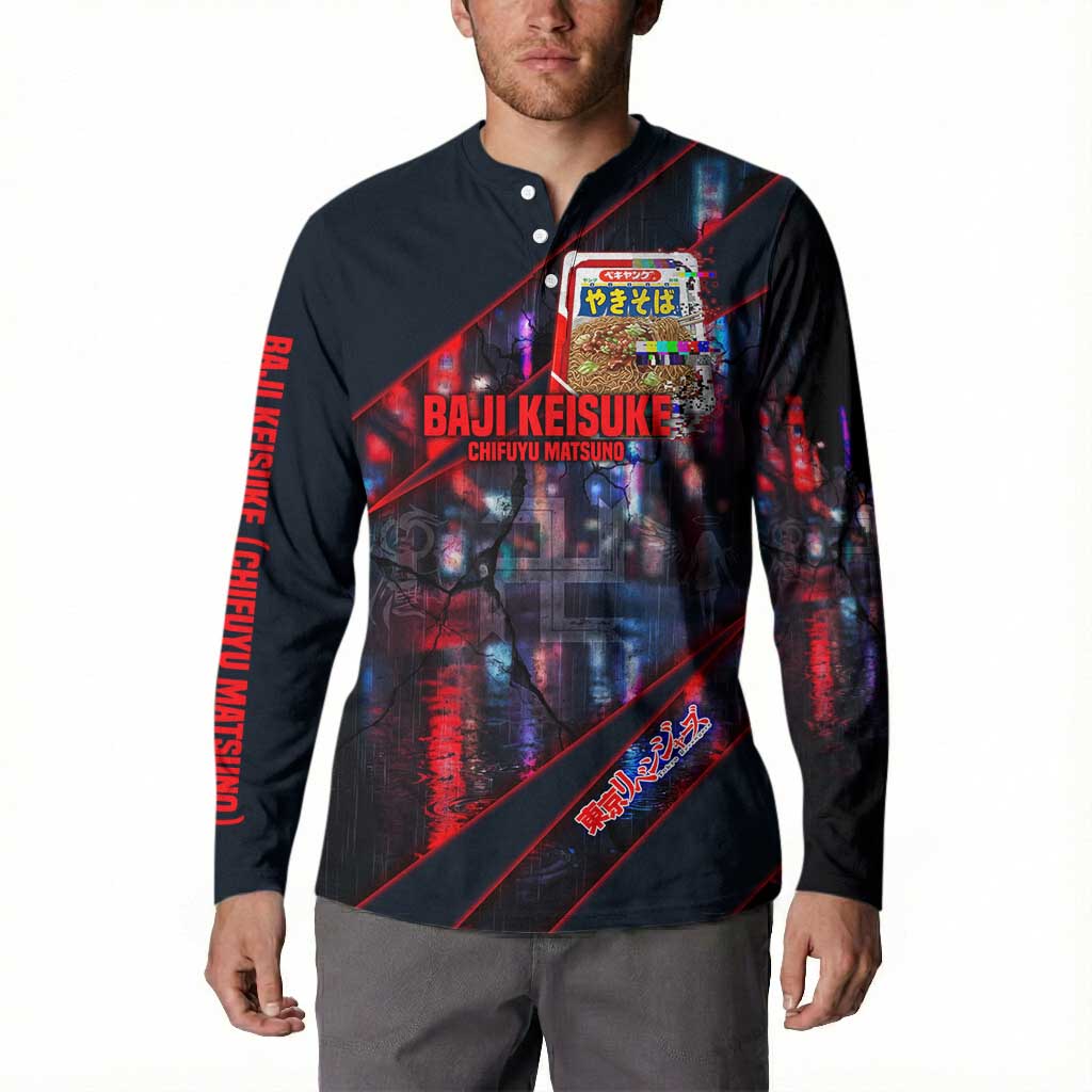 Baji Keisuke Chifuyu Matsuno Button Sweatshirt Dark Neon Street Fight Art Style
