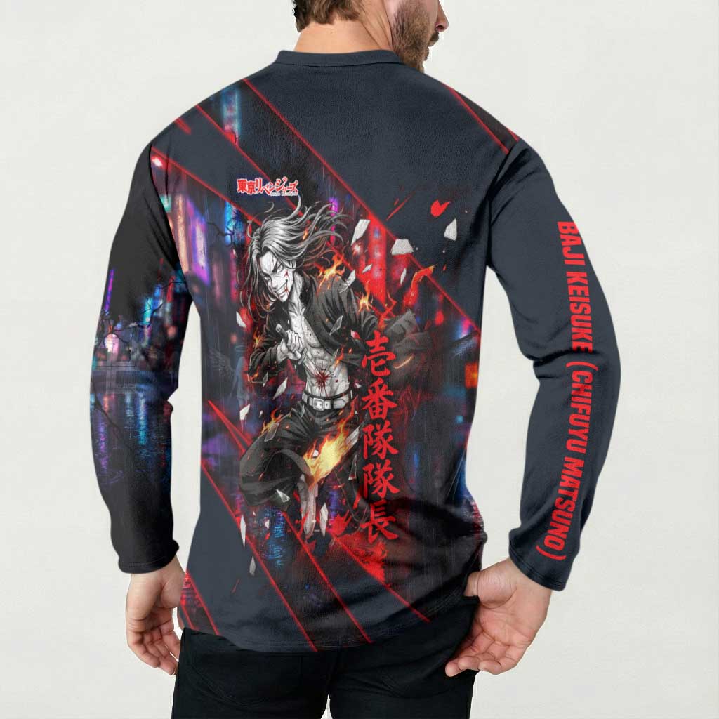 Baji Keisuke Chifuyu Matsuno Button Sweatshirt Dark Neon Street Fight Art Style