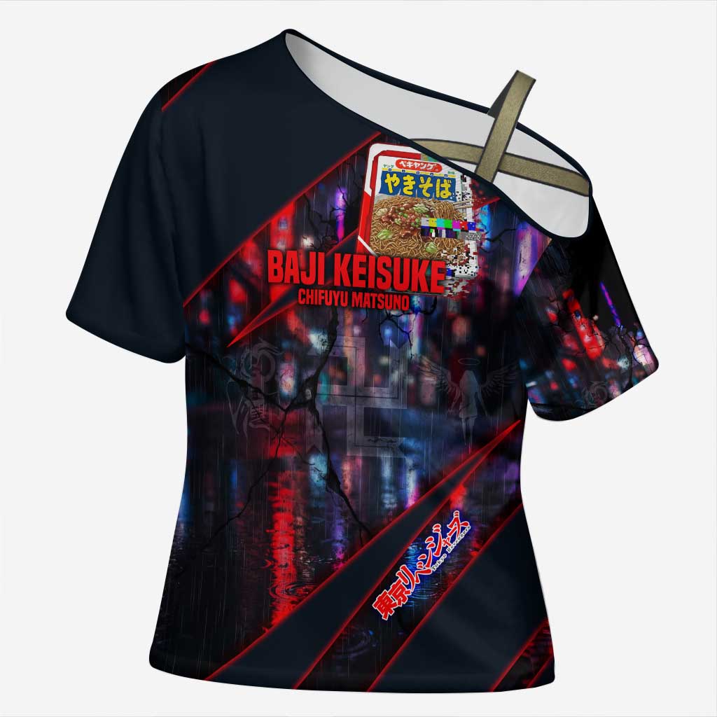 Baji Keisuke Chifuyu Matsuno Cross Shoulder Shirt Dark Neon Street Fight Art Style