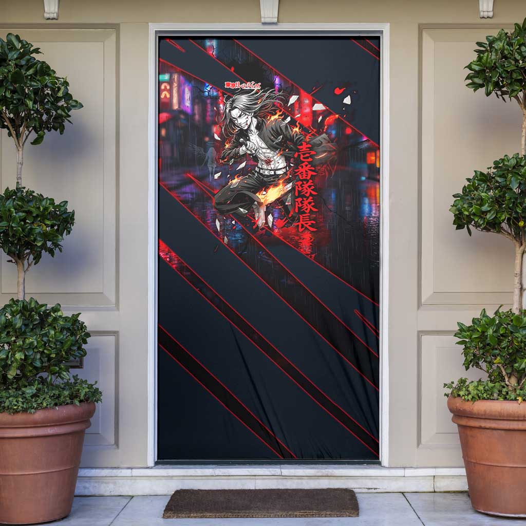 Baji Keisuke Chifuyu Matsuno Door Cover Dark Neon Street Fight Art Style