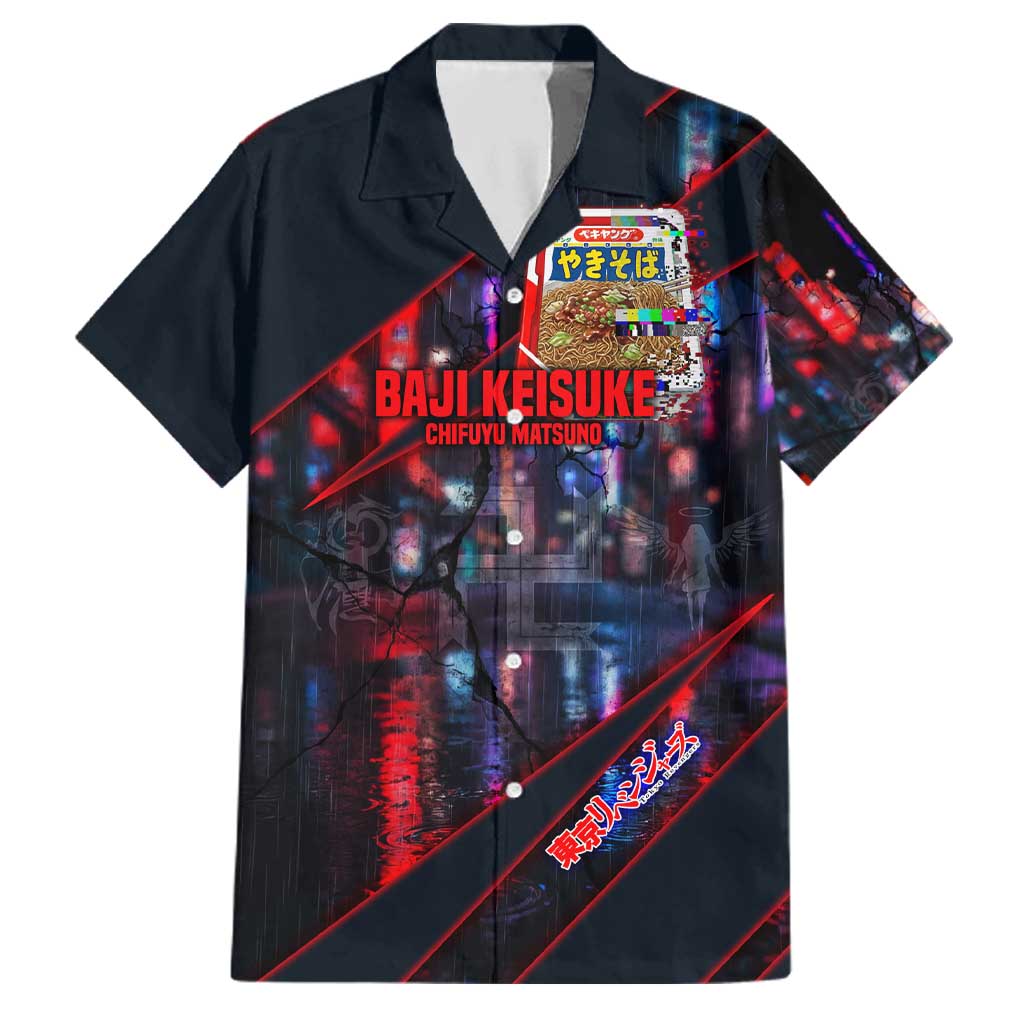 Baji Keisuke Chifuyu Matsuno Family Matching Off The Shoulder Long Sleeve Dress and Hawaiian Shirt Dark Neon Street Fight Art Style