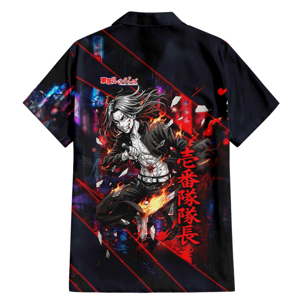Baji Keisuke Chifuyu Matsuno Family Matching Off The Shoulder Long Sleeve Dress and Hawaiian Shirt Dark Neon Street Fight Art Style