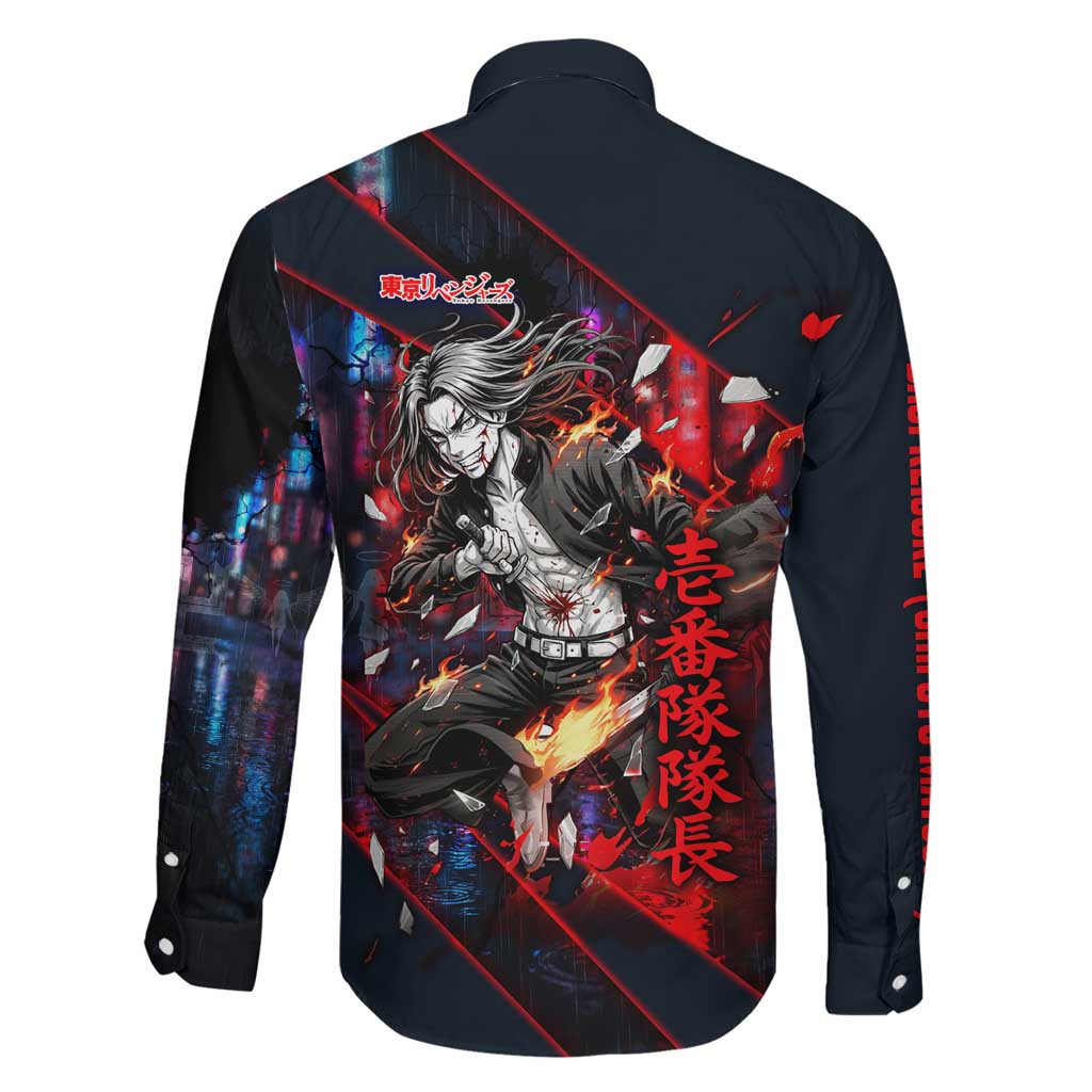 Baji Keisuke Chifuyu Matsuno Family Matching Off The Shoulder Long Sleeve Dress and Hawaiian Shirt Dark Neon Street Fight Art Style