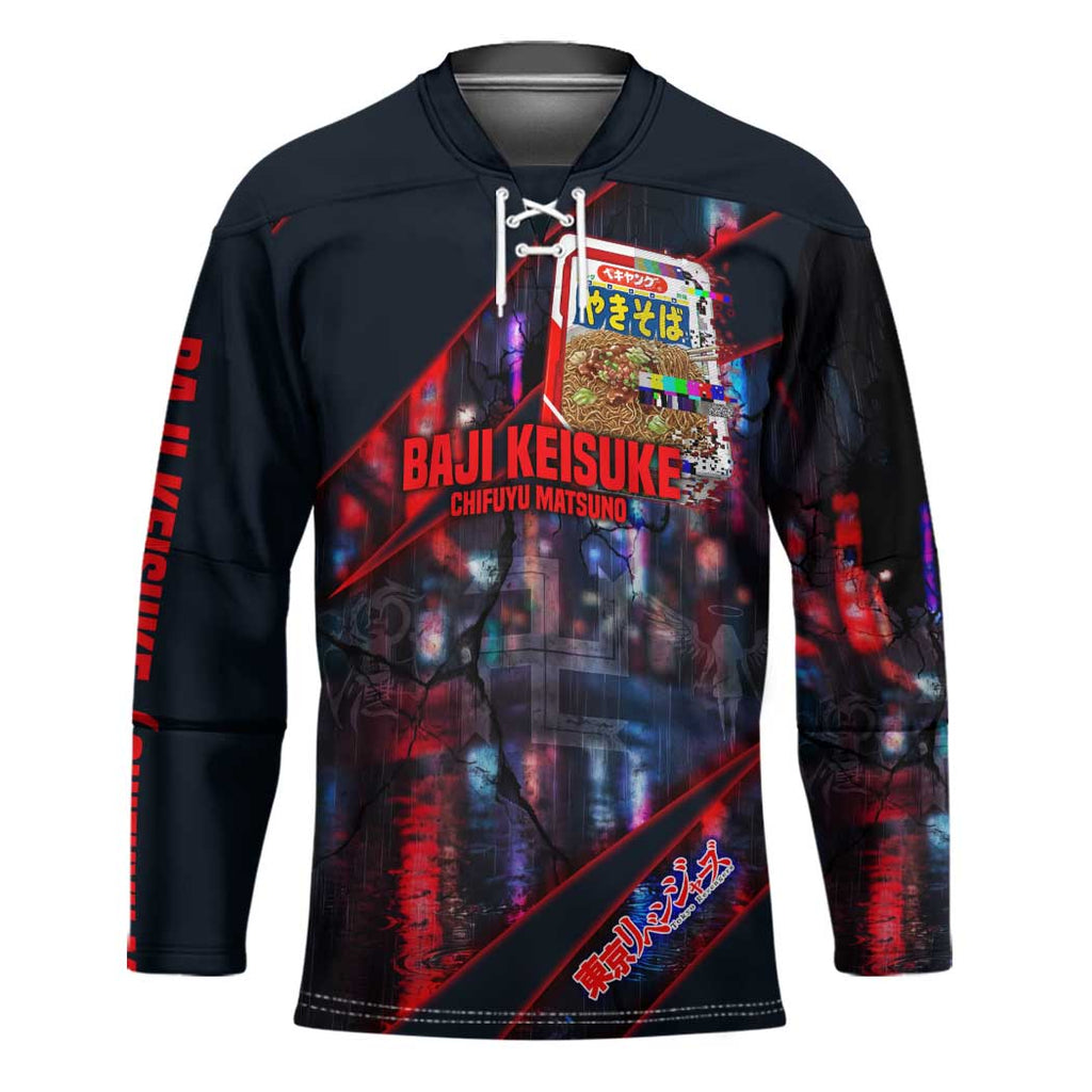Baji Keisuke Chifuyu Matsuno Hockey Jersey Dark Neon Street Fight Art Style