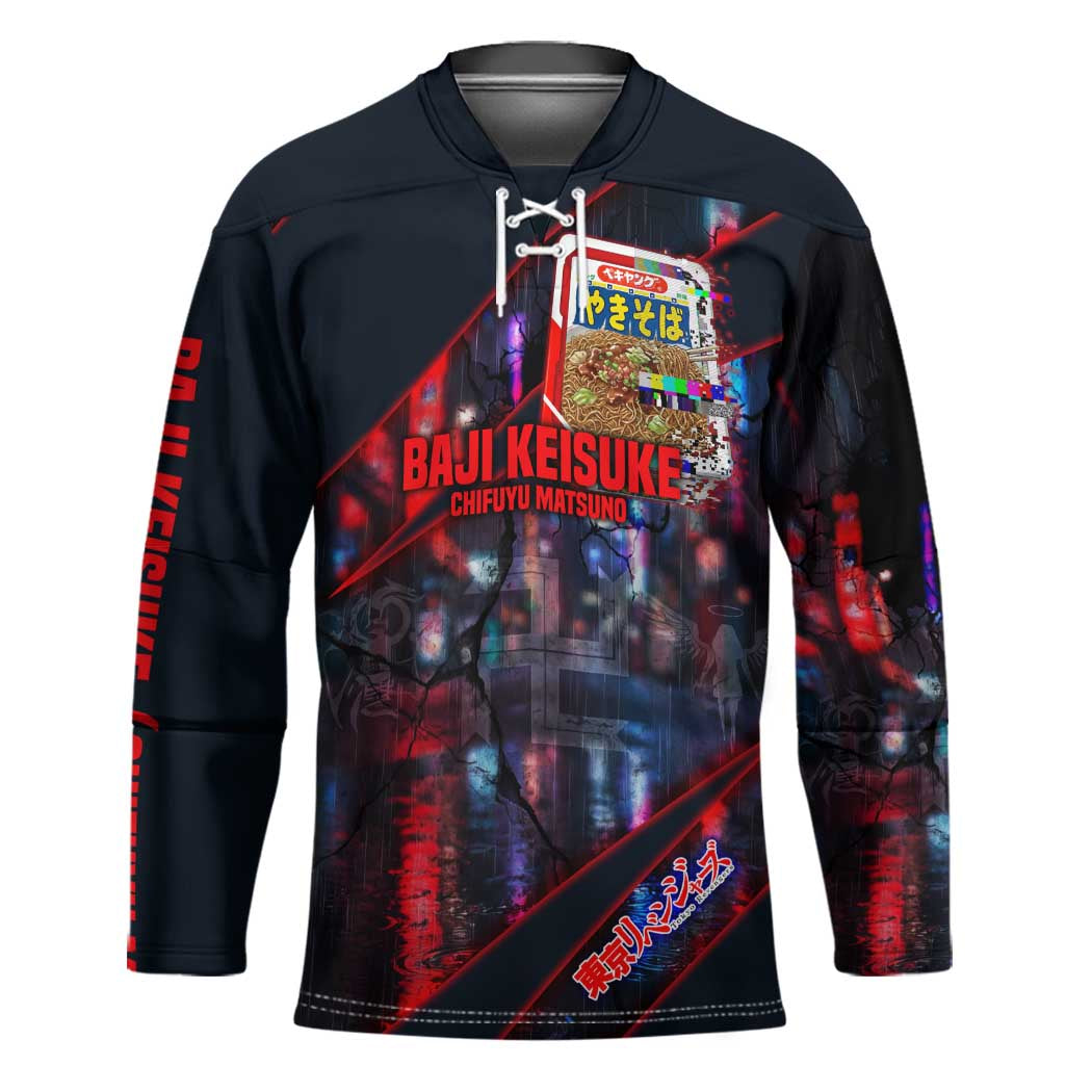 Baji Keisuke Chifuyu Matsuno Hockey Jersey Dark Neon Street Fight Art Style