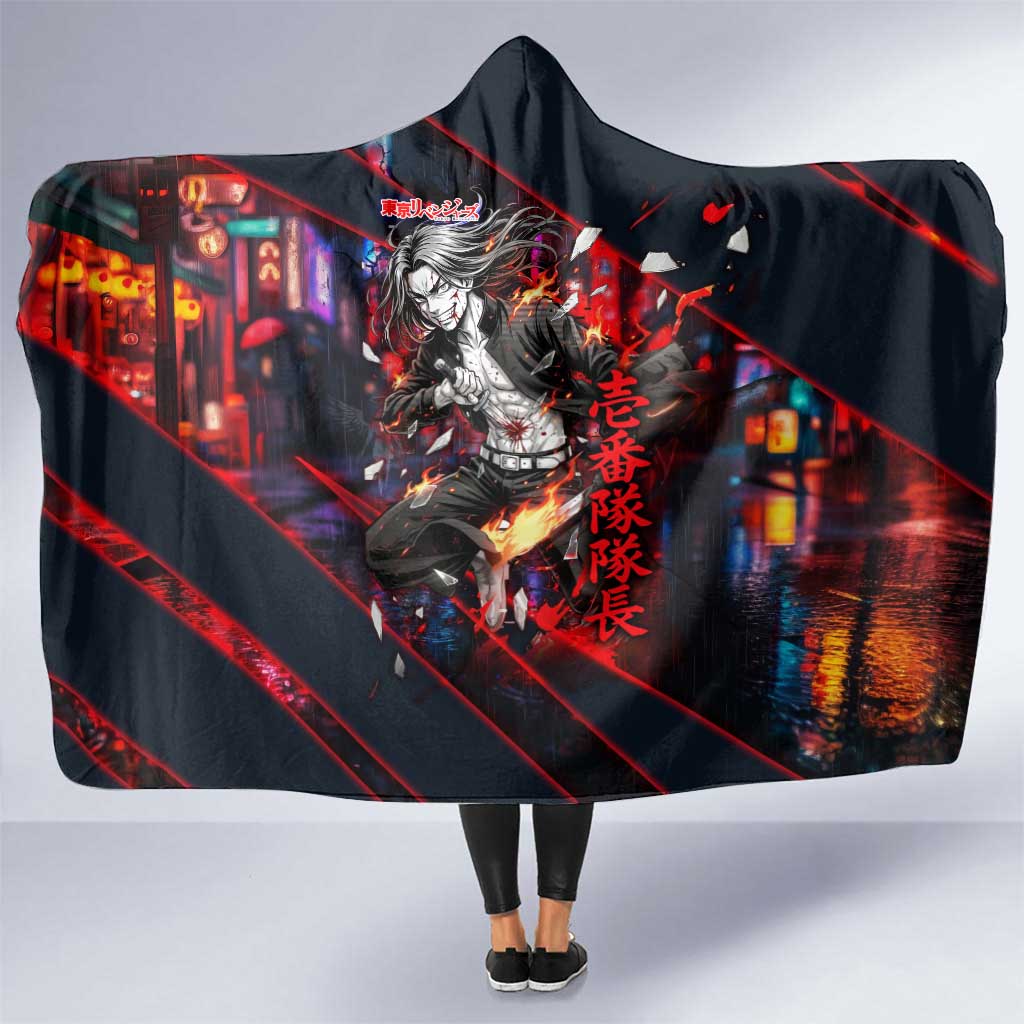 Baji Keisuke Chifuyu Matsuno Hooded Blanket Dark Neon Street Fight Art Style