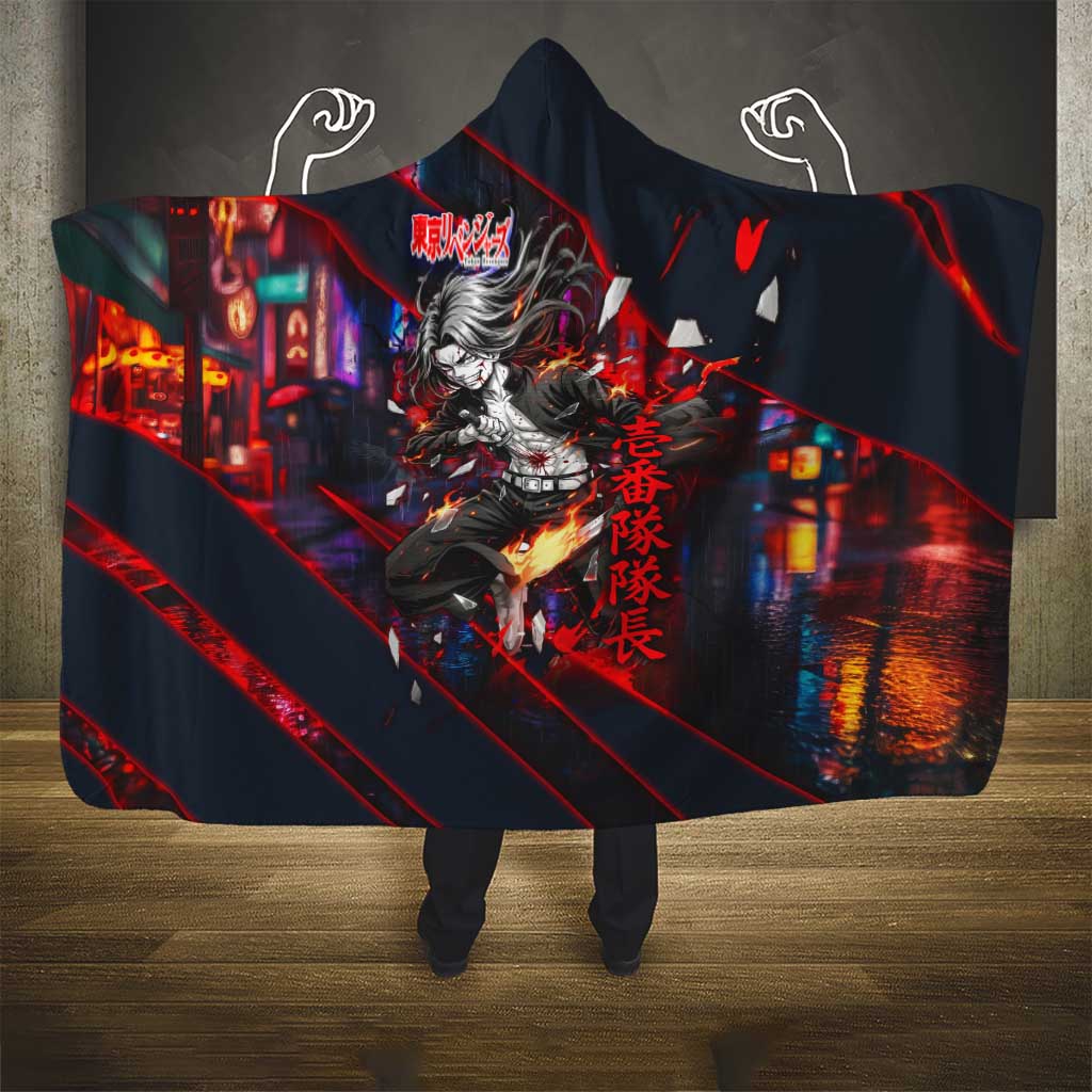 Baji Keisuke Chifuyu Matsuno Hooded Blanket Dark Neon Street Fight Art Style
