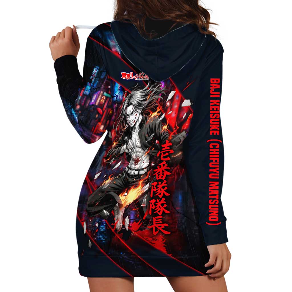 Baji Keisuke Chifuyu Matsuno Hoodie Dress Dark Neon Street Fight Art Style