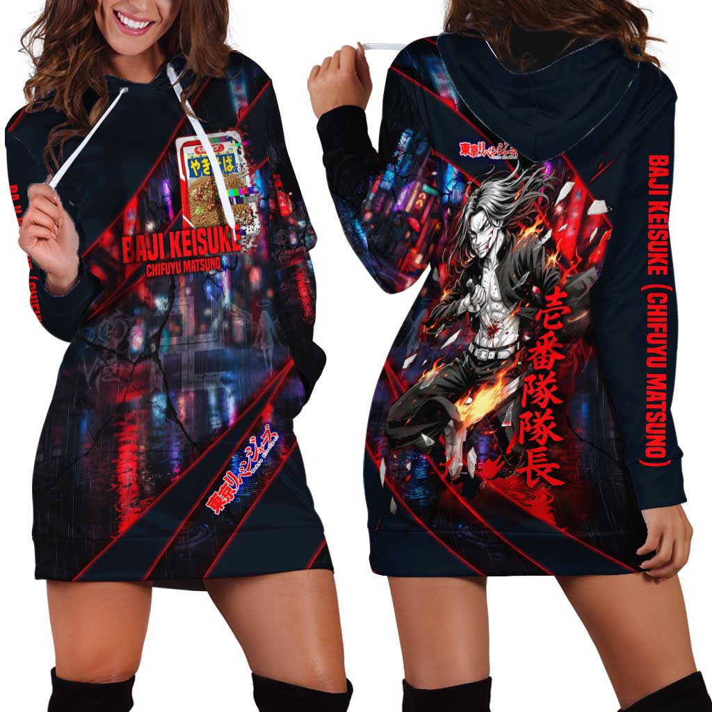 Baji Keisuke Chifuyu Matsuno Hoodie Dress Dark Neon Street Fight Art Style
