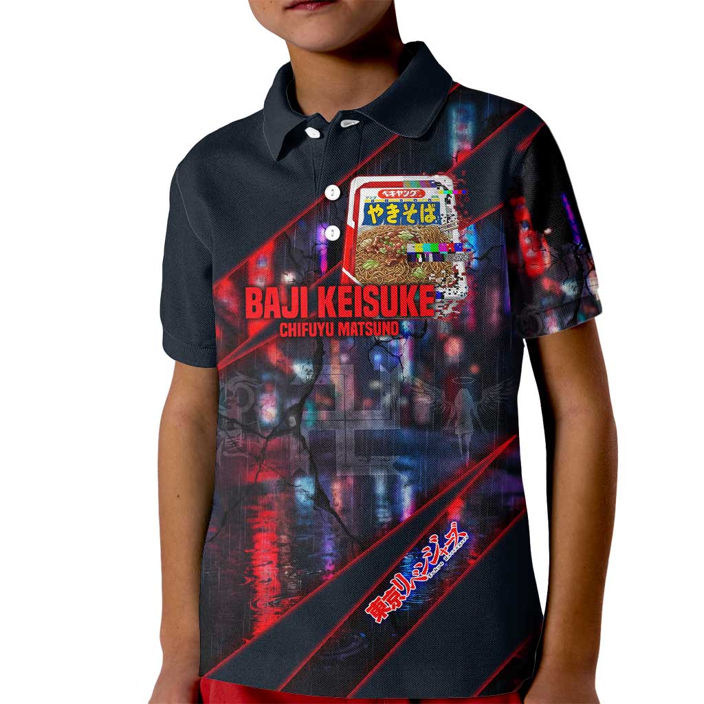 Baji Keisuke Chifuyu Matsuno Kid Polo Shirt Dark Neon Street Fight Art Style