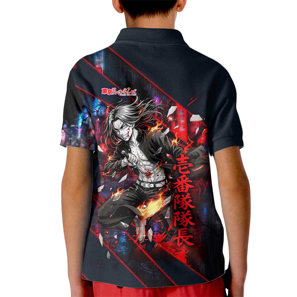 Baji Keisuke Chifuyu Matsuno Kid Polo Shirt Dark Neon Street Fight Art Style