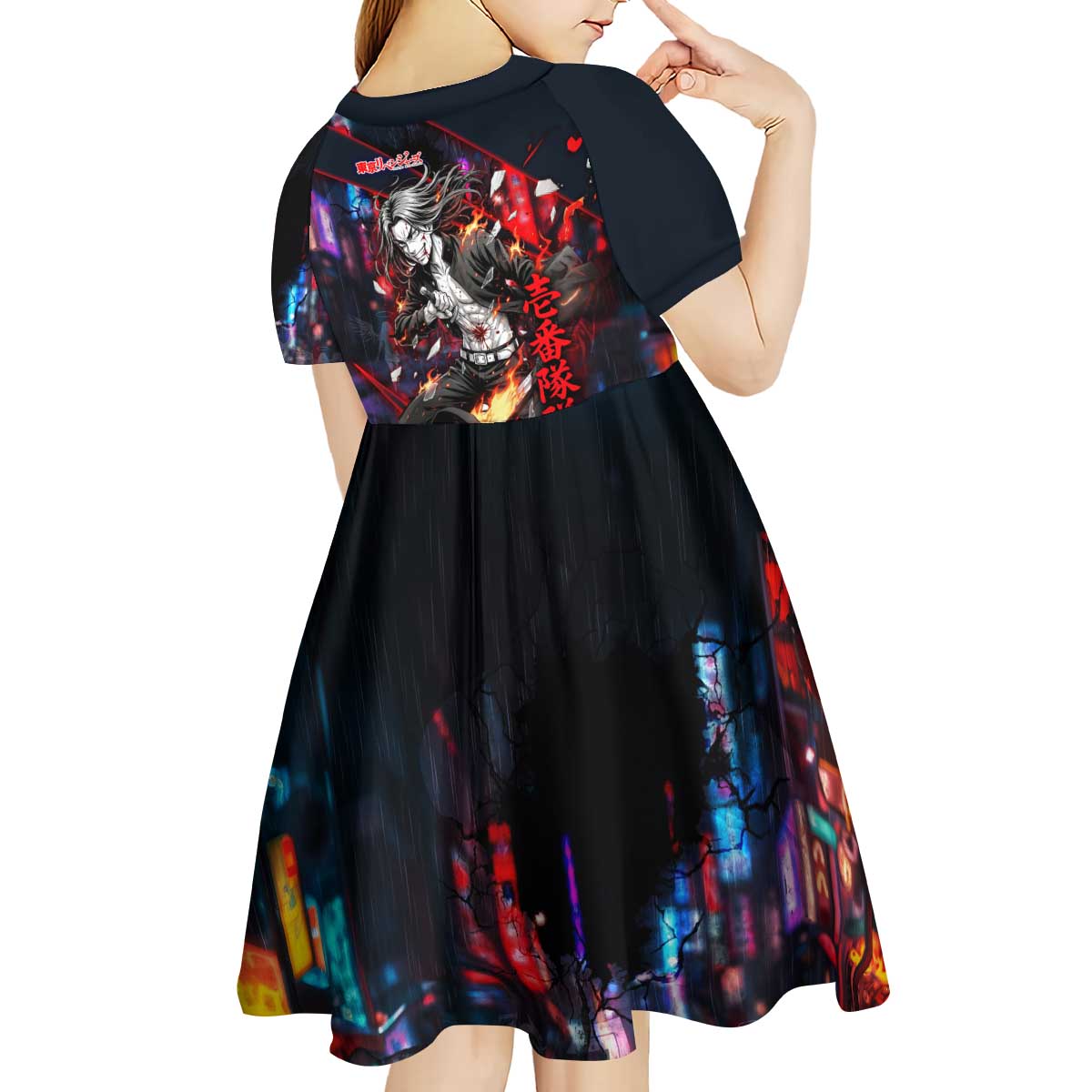 Baji Keisuke Chifuyu Matsuno Kid Short Sleeve Dress Dark Neon Street Fight Art Style
