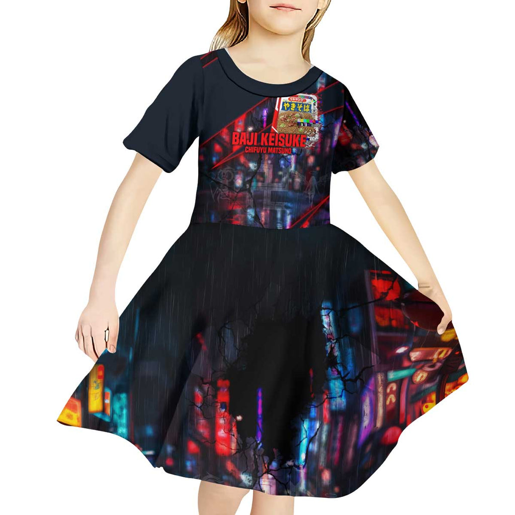 Baji Keisuke Chifuyu Matsuno Kid Short Sleeve Dress Dark Neon Street Fight Art Style