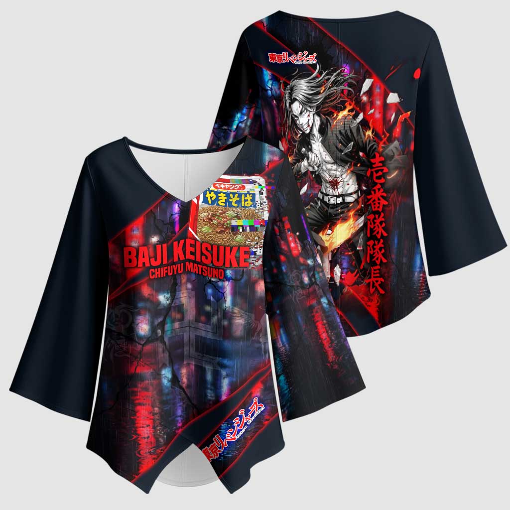 Baji Keisuke Chifuyu Matsuno Kimono Sleeve Blouse Dark Neon Street Fight Art Style