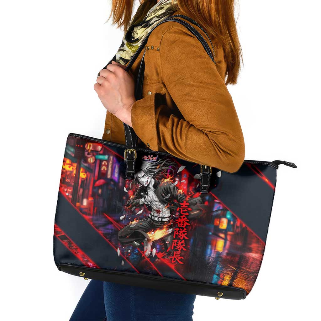 Baji Keisuke Chifuyu Matsuno Leather Tote Bag Dark Neon Street Fight Art Style