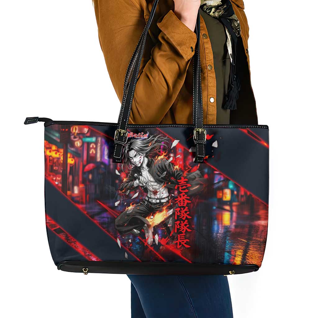Baji Keisuke Chifuyu Matsuno Leather Tote Bag Dark Neon Street Fight Art Style