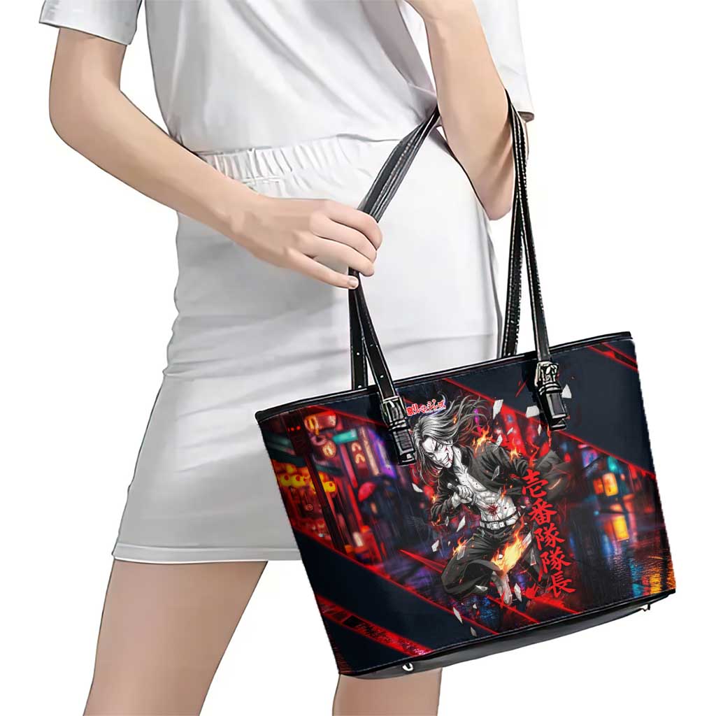 Baji Keisuke Chifuyu Matsuno Leather Tote Bag Dark Neon Street Fight Art Style