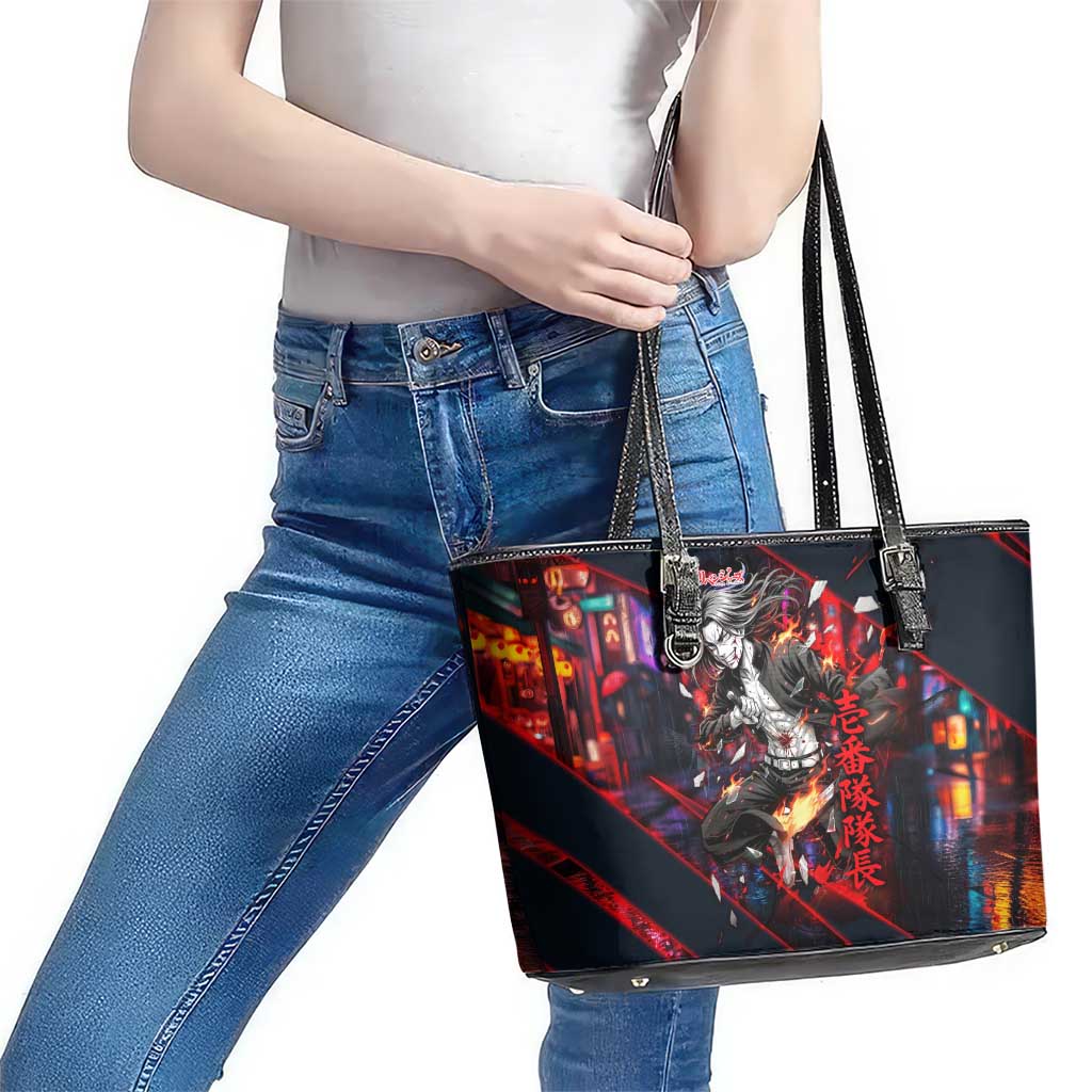 Baji Keisuke Chifuyu Matsuno Leather Tote Bag Dark Neon Street Fight Art Style