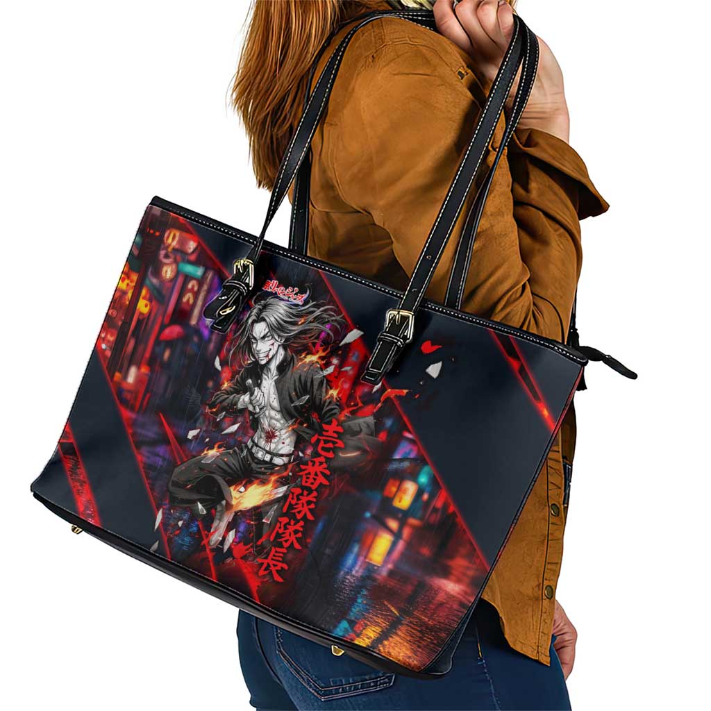 Baji Keisuke Chifuyu Matsuno Leather Tote Bag Dark Neon Street Fight Art Style