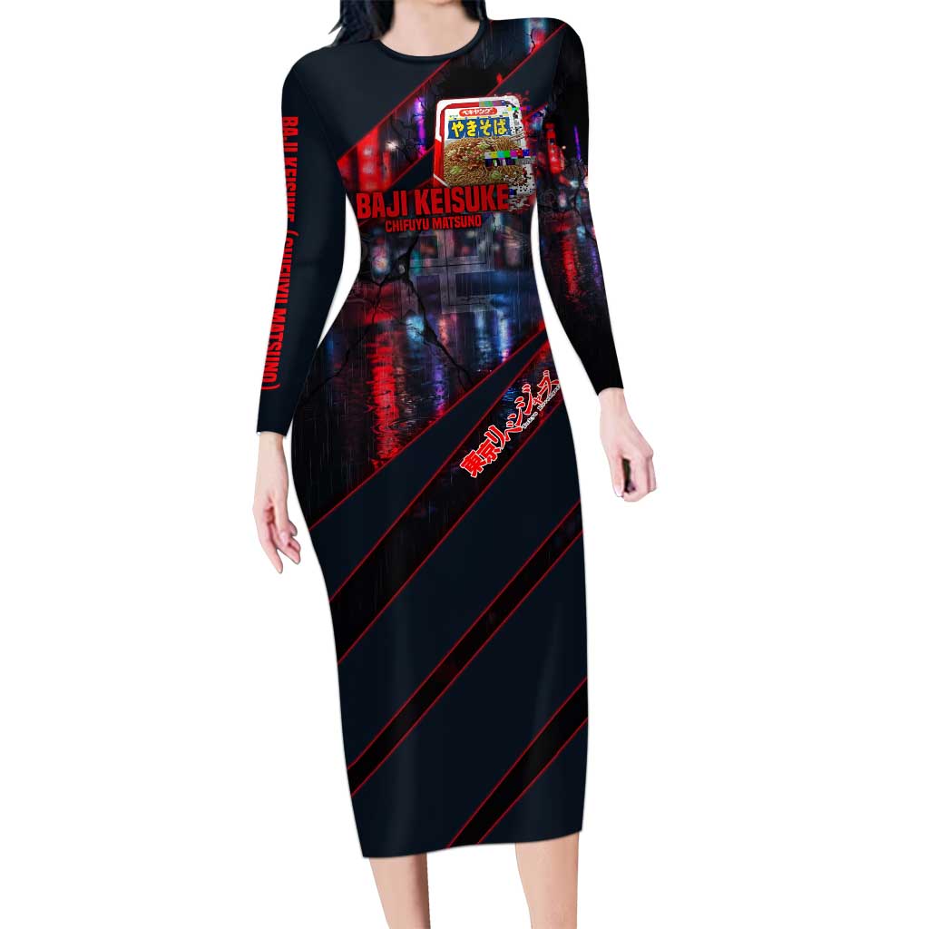 Baji Keisuke Chifuyu Matsuno Long Sleeve Bodycon Dress Dark Neon Street Fight Art Style