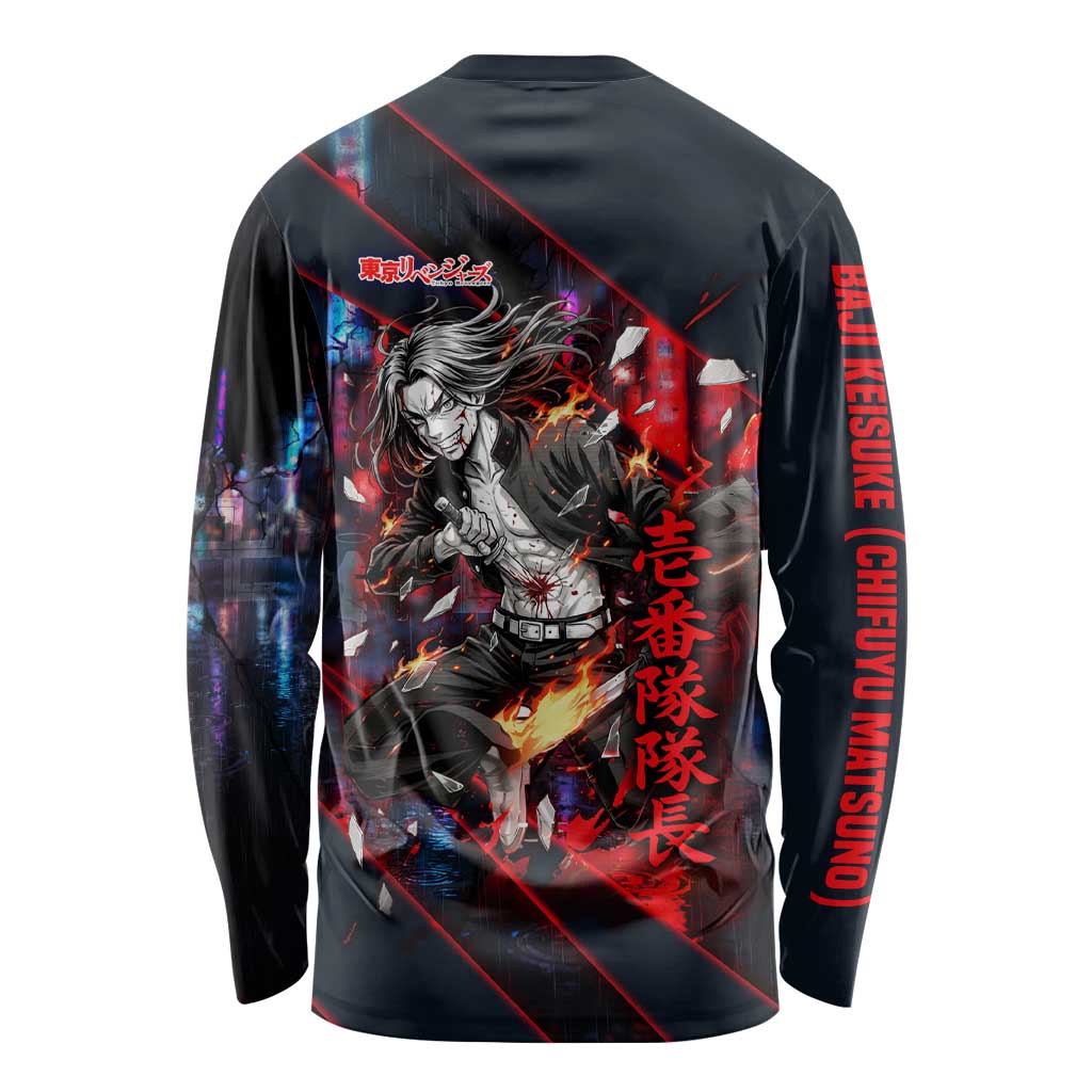 Baji Keisuke Chifuyu Matsuno Long Sleeve Shirt Dark Neon Street Fight Art Style