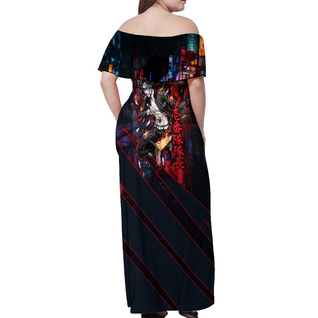 Baji Keisuke Chifuyu Matsuno Off Shoulder Maxi Dress Dark Neon Street Fight Art Style